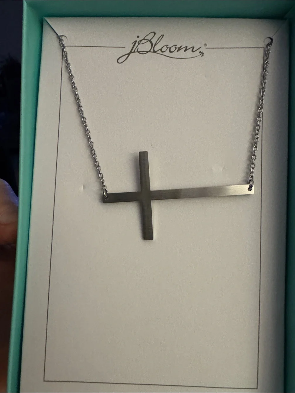 bloom Naomi Stainless Steel Silver Horizontal Cross Necklace Women Fashion Jewel